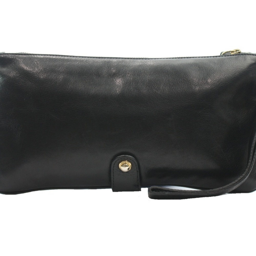 ALEYA NEW YORK BLACK LEATHER CLUTCH - Picture 3 of 6